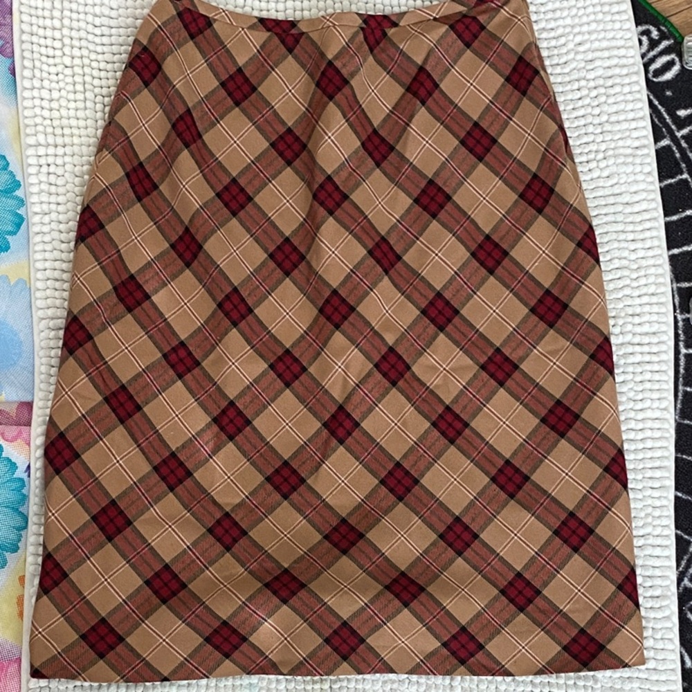 Plaid camel and Red Women's Skirt